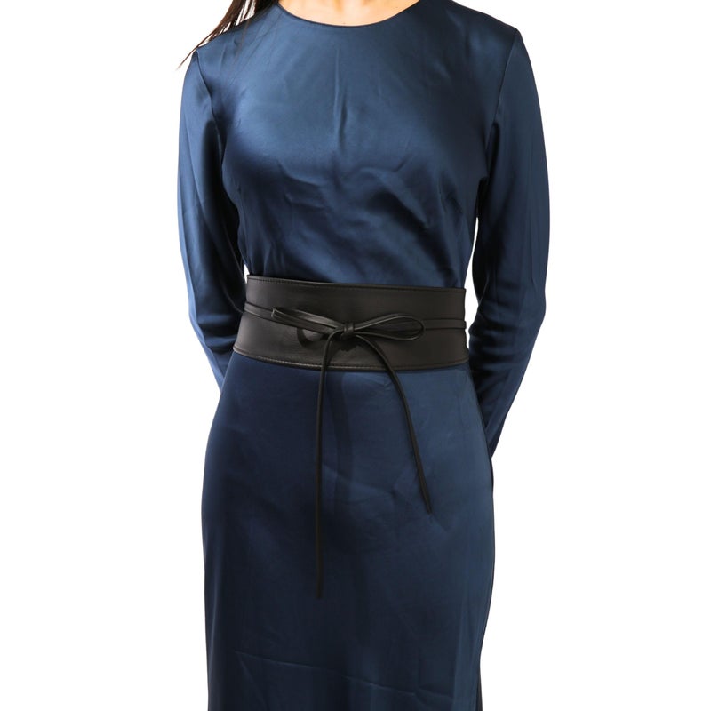 FASHIONGEN - Woman Italian leather Obi belt, CASSIANE - Black, L-XL - Image 3